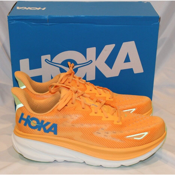 NIB Hoka One One Men's Clifton 9 Running Athletic Sneakers SLRL Orange Sz 13 NIB - Picture 1 of 6
